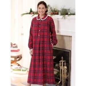 Lanz‎ of Salzburg tartan plaid long gown flannel pajama women’s XL